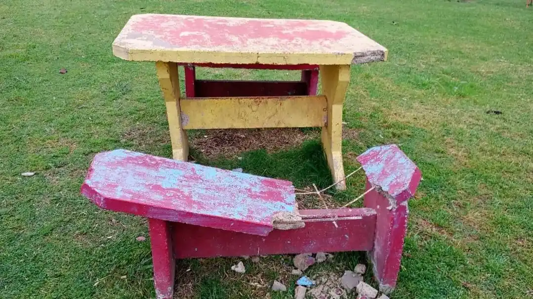 Dañaron mobiliario urbano y quedaron filmados