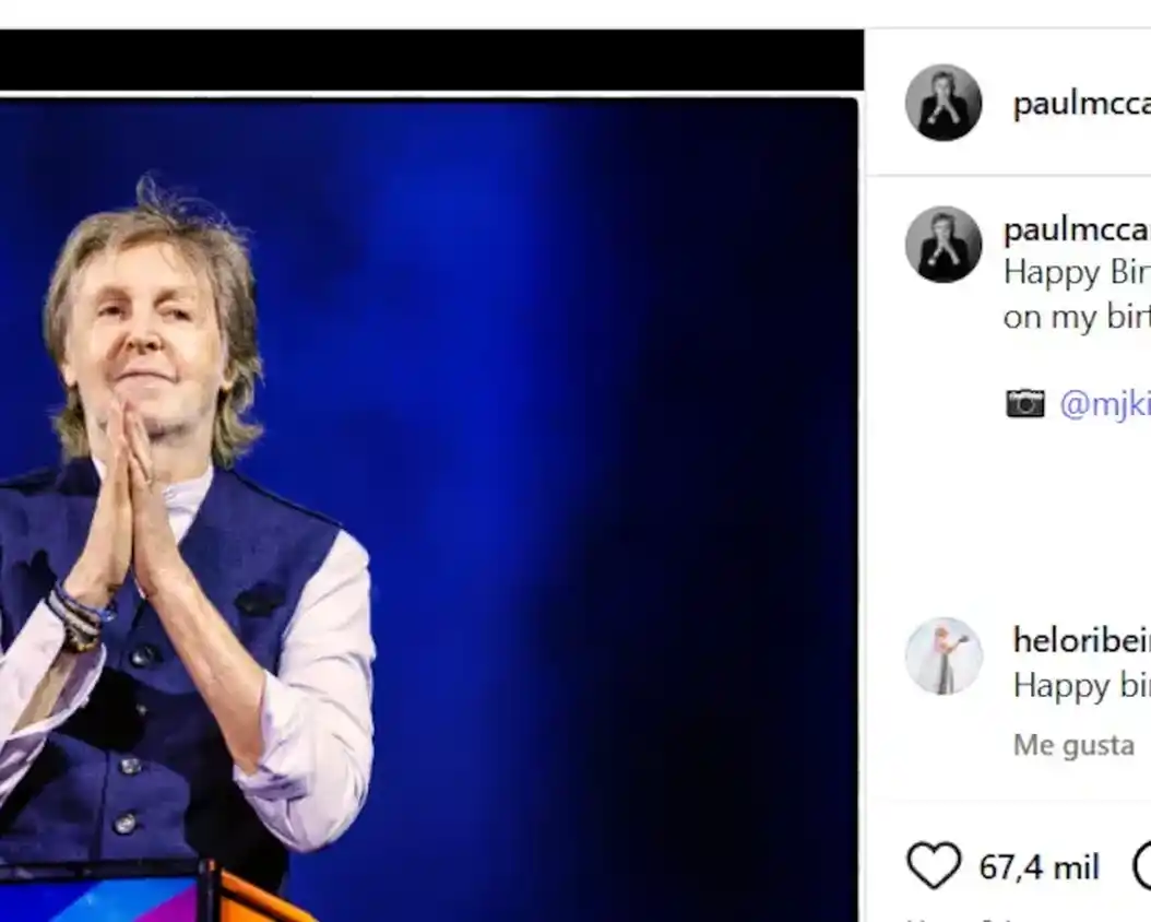 La publicación de Paul McCartney en Instagram en el día de su cumpleaños.