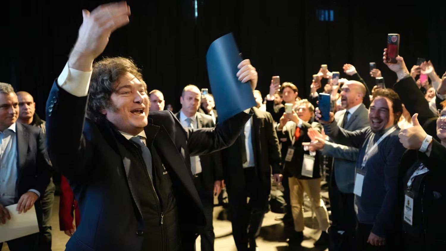 Milei tras su discurso de cierre en el congreso libertario en La Plata. (Foto: prensa LLA).