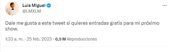 Este mensaje fue el que más dudas generó sobre si realmente era Luis Miguel. Foto Twitter