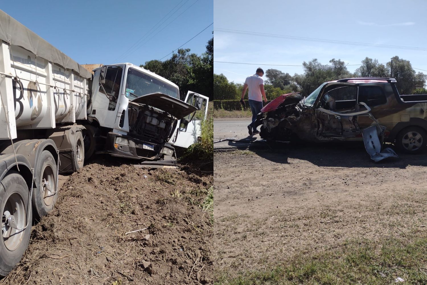 Ruta 1001: chocaron camioneta y camión arenero en inmediaciones de la rotonda de Papel Prensa