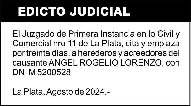 LORENZO ANGEL ROGELIO S/ SUCESION AB-INTESTATO
