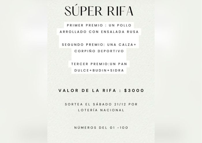 Rifa solidaria para Antonela