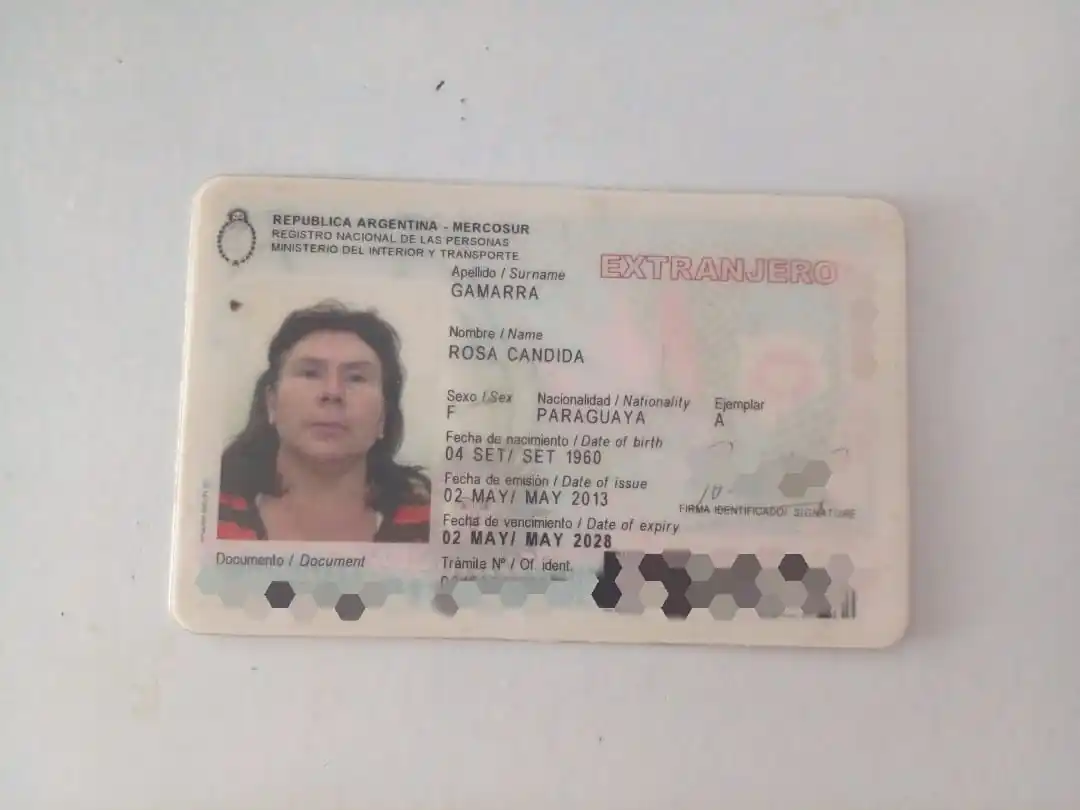 Encontraron DNI de Rosa Candida Gamarra