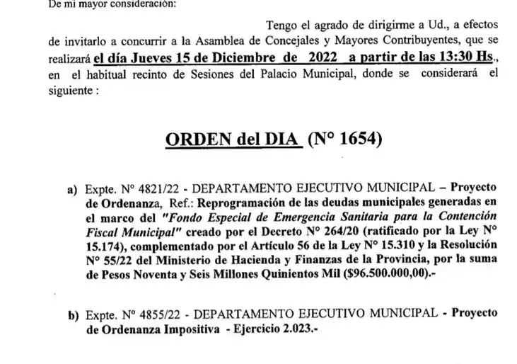 Mayores contribuyentes: el jueves votan aumento de tasas con la ordenanza impositiva