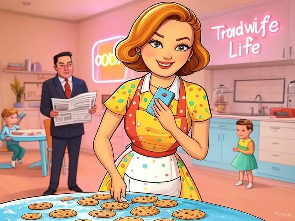 La mujer conservadora en la era digital. Entre la estética de los años 50 y la influencia de las redes sociales.  (Grok)