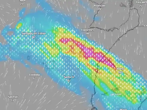 Emitieron alerta amarillo y naranja por tormentas fuertes y severas