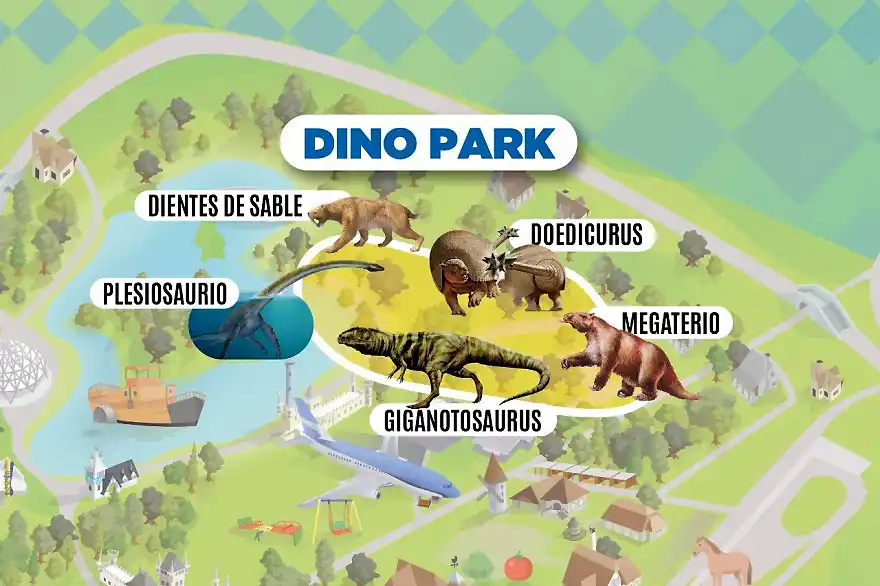 Construyen un parque jurásico en la República de los Niños