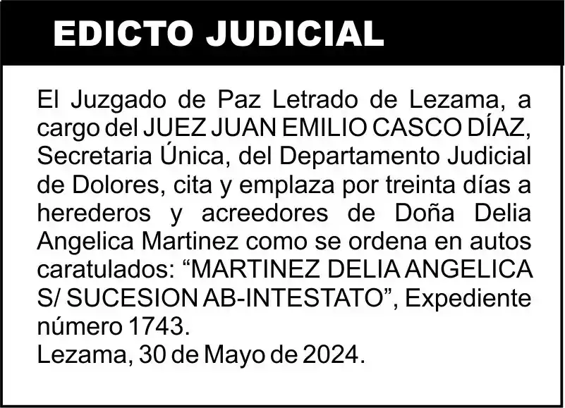 “MARTINEZ DELIA ANGELICA S/ SUCESION AB-INTESTATO”