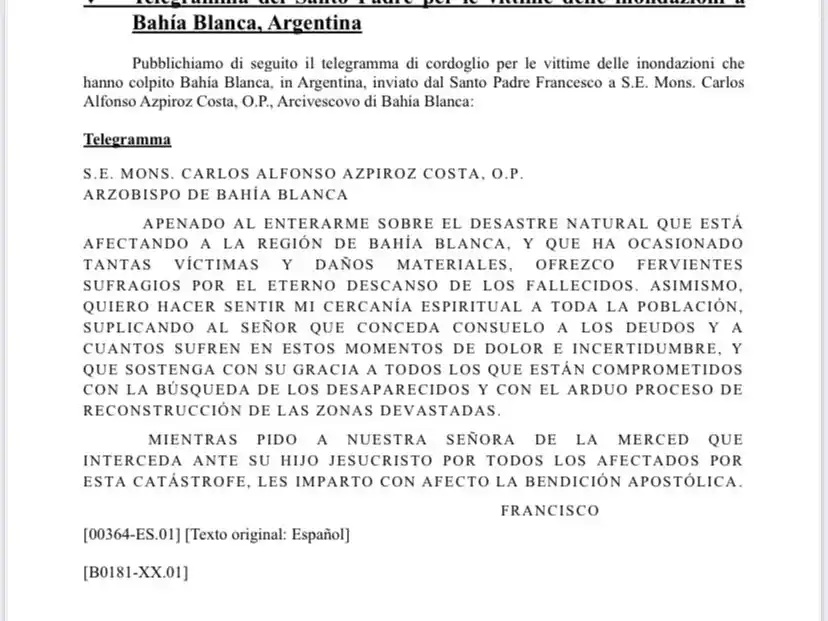 Telegrama Francisco BB