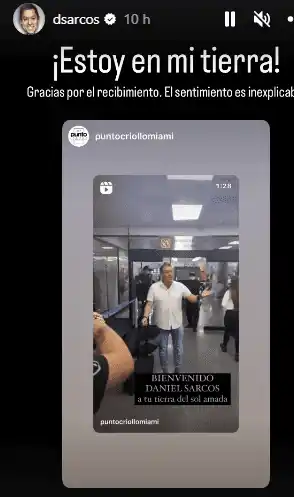 Daniel Sarcos no aguantó la emoción. Foto Instagram