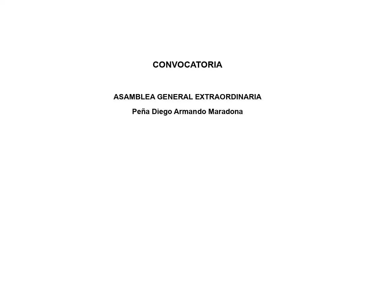 [Publicación solicitada] Convocatoria a Asamblea General Extraordinaria Peña Diego Armando Maradona