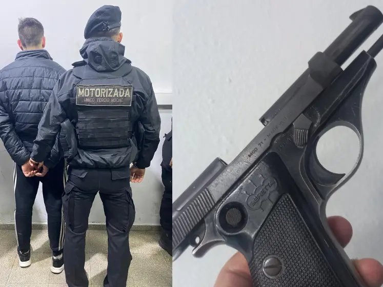 Cuatro detenidos con un arma.