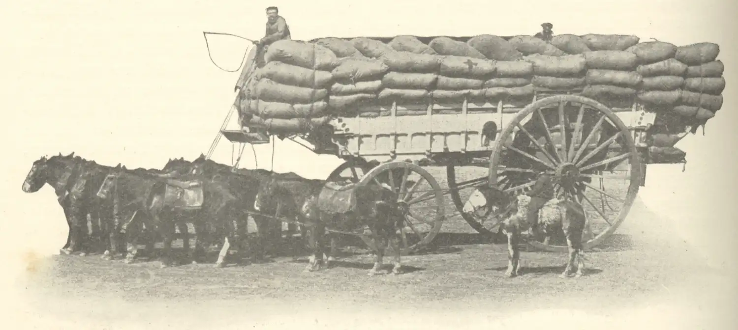 La enorme carreta que se movía por el territorio pampeano a principios del 1900