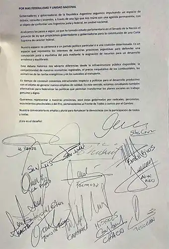 Por más federalismo y unidad nacional