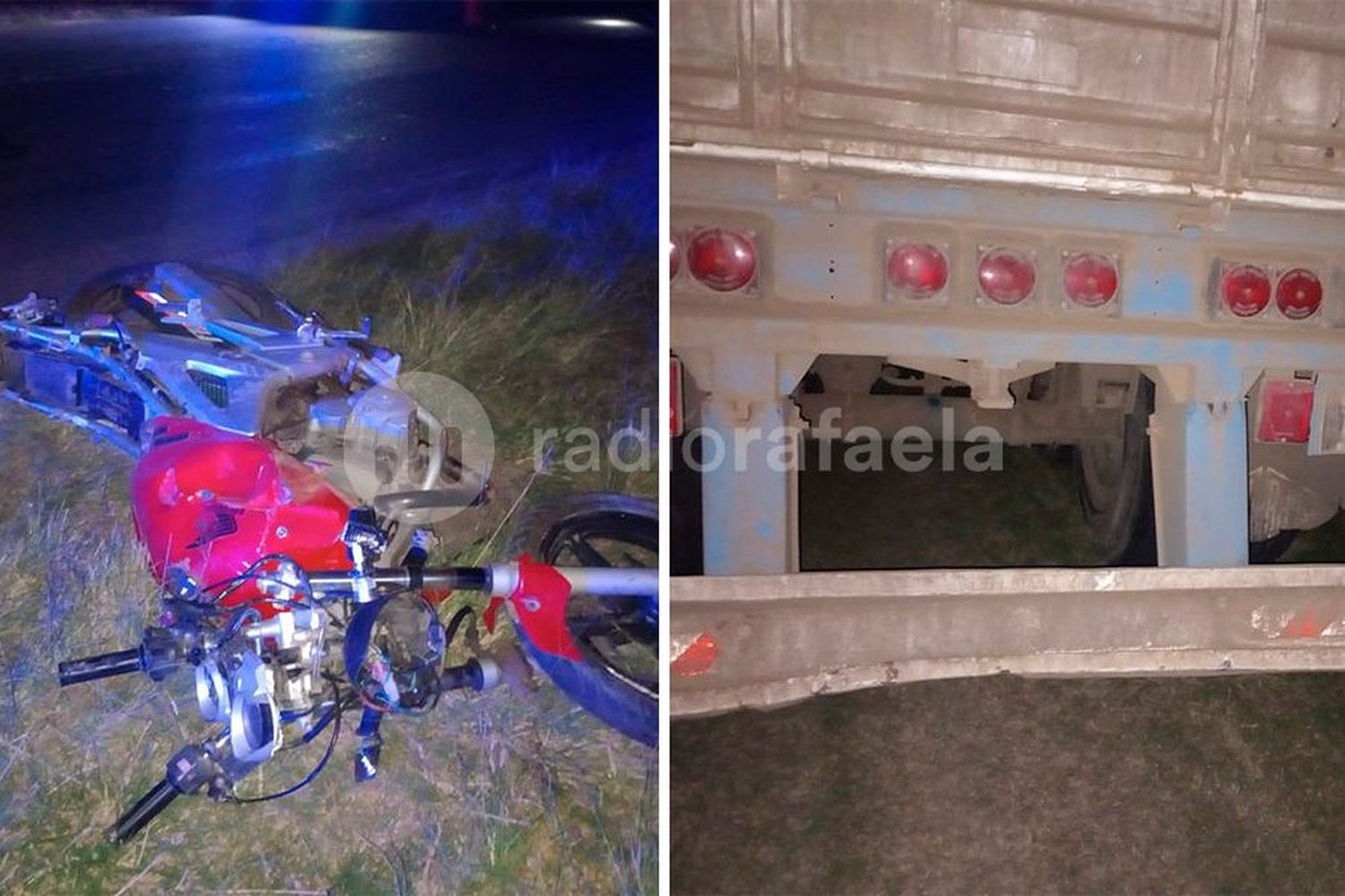 Pudo ser una tragedia: iba en moto a 160 km/h, “no vio el camión” y lo chocó violentamente