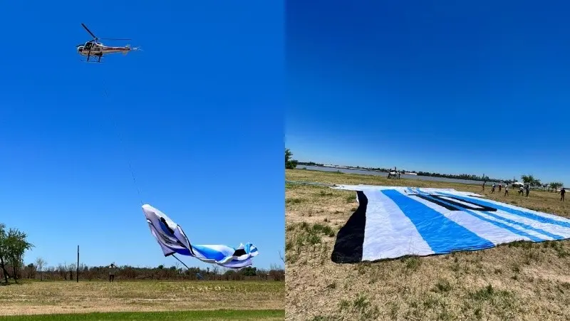 La camiseta de Messi en el cielo de Rosario