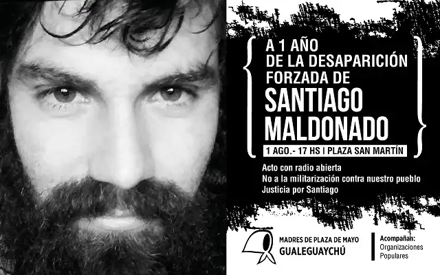 A un año de la muerte de Santiago Maldonado habrá un acto en plaza San Martín