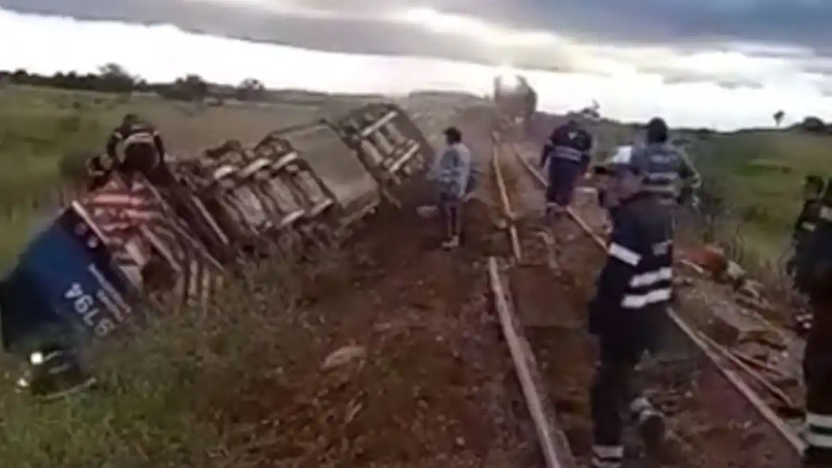 Video: tren de carga descarrila y cae al costado del terraplén en Salta