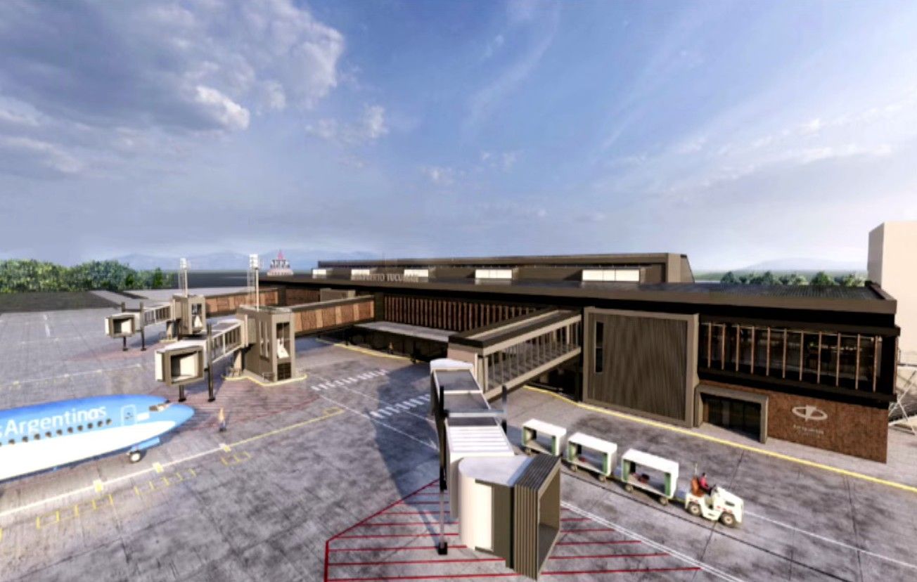 Render de la terminal de pasajeros del aeropuerto de Tucumán - Lado Aire