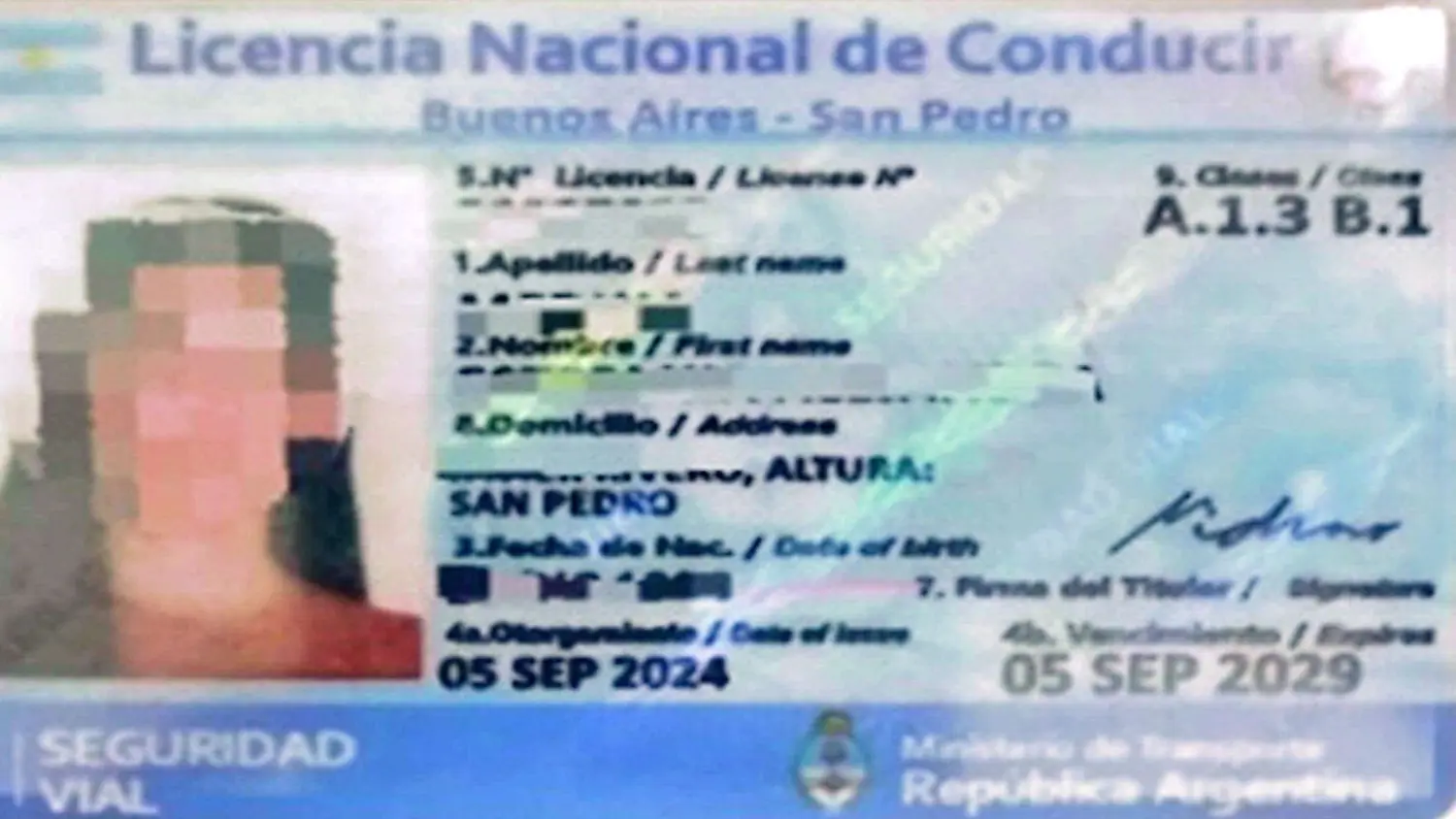 La licencia secuestrada. Se supone que existen decenas emitidas por un gestor que reside en San Pedro.
