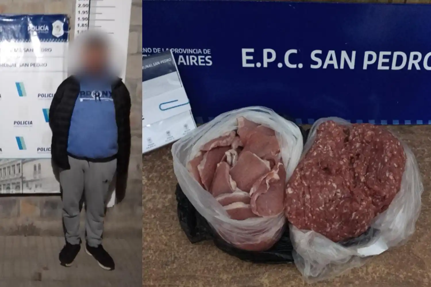 Robó carne de un autoservicio y lo aprehendieron