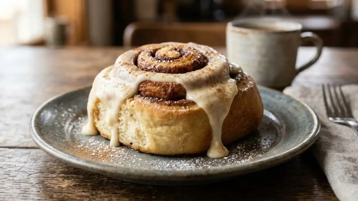 El cinnamon roll se caracteriza por su masa suave y aromática, combinada con azúcar y canela.