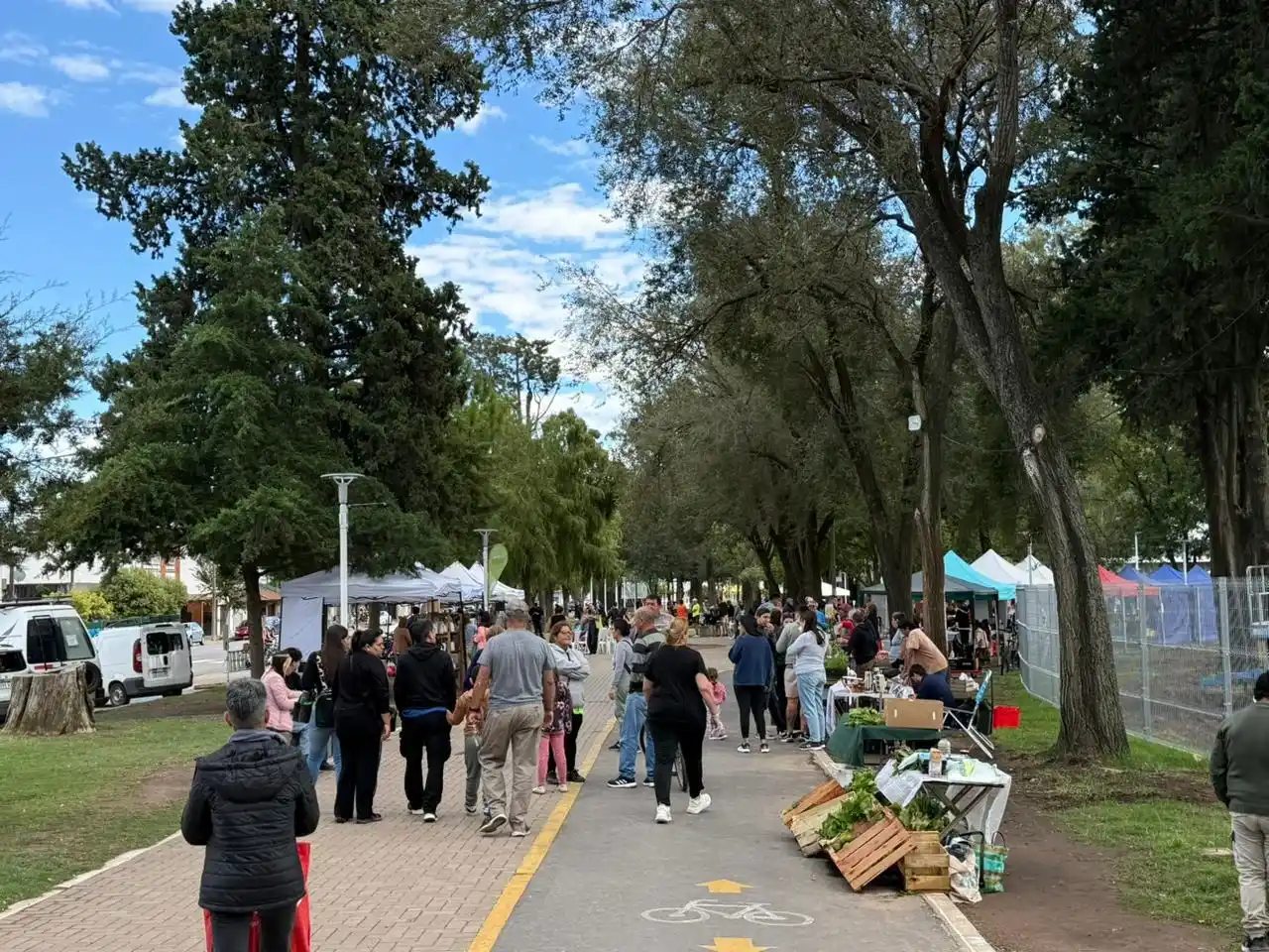 Mucha gente en una nueva feria dominguera.