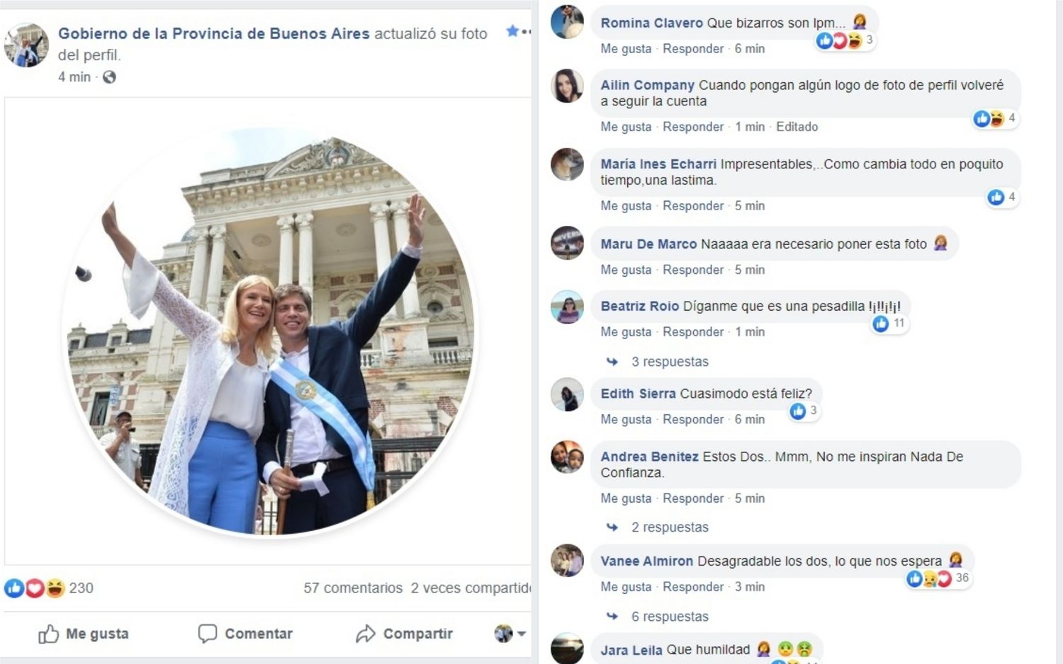Kicillof usó su foto para el Facebook institucional de la Provincia y los usuarios lo mataron en las redes