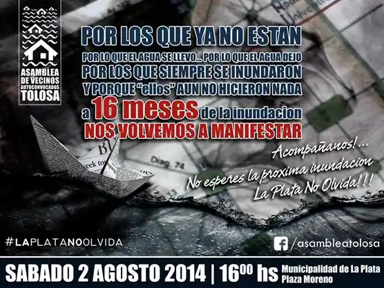 Inundación en La Plata: Nueva marcha a 16 meses de la tragedia