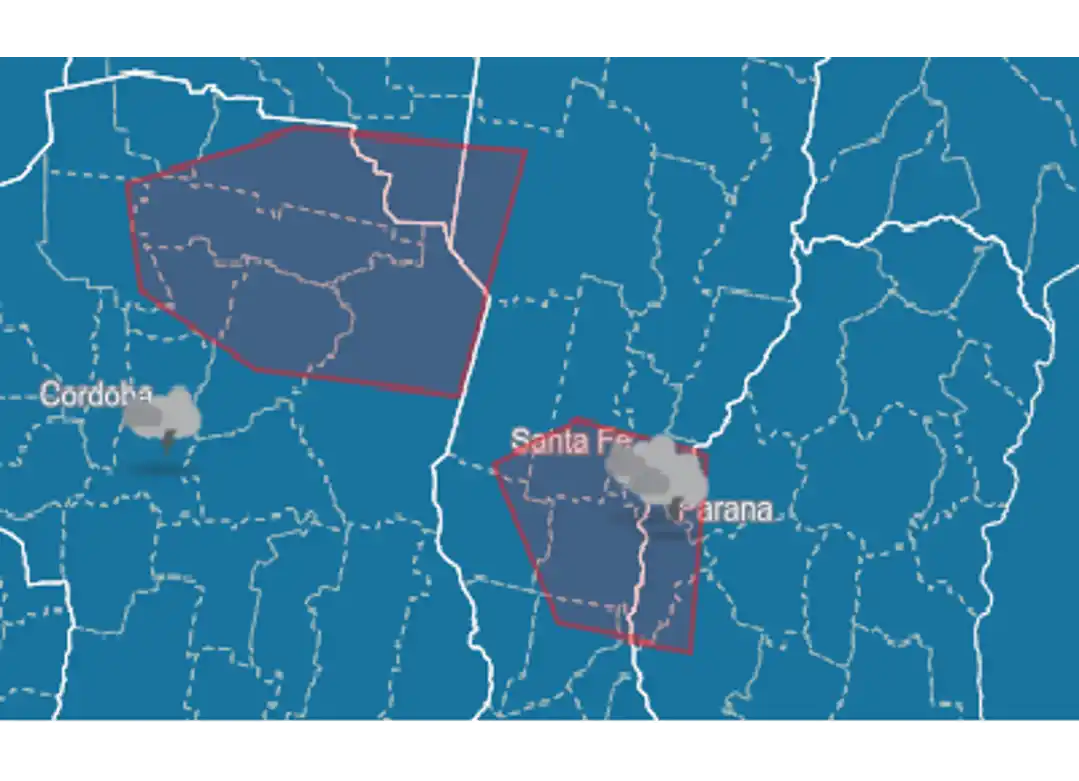 Avisos a corto plazo por tormentas fuertes y caída de granizo