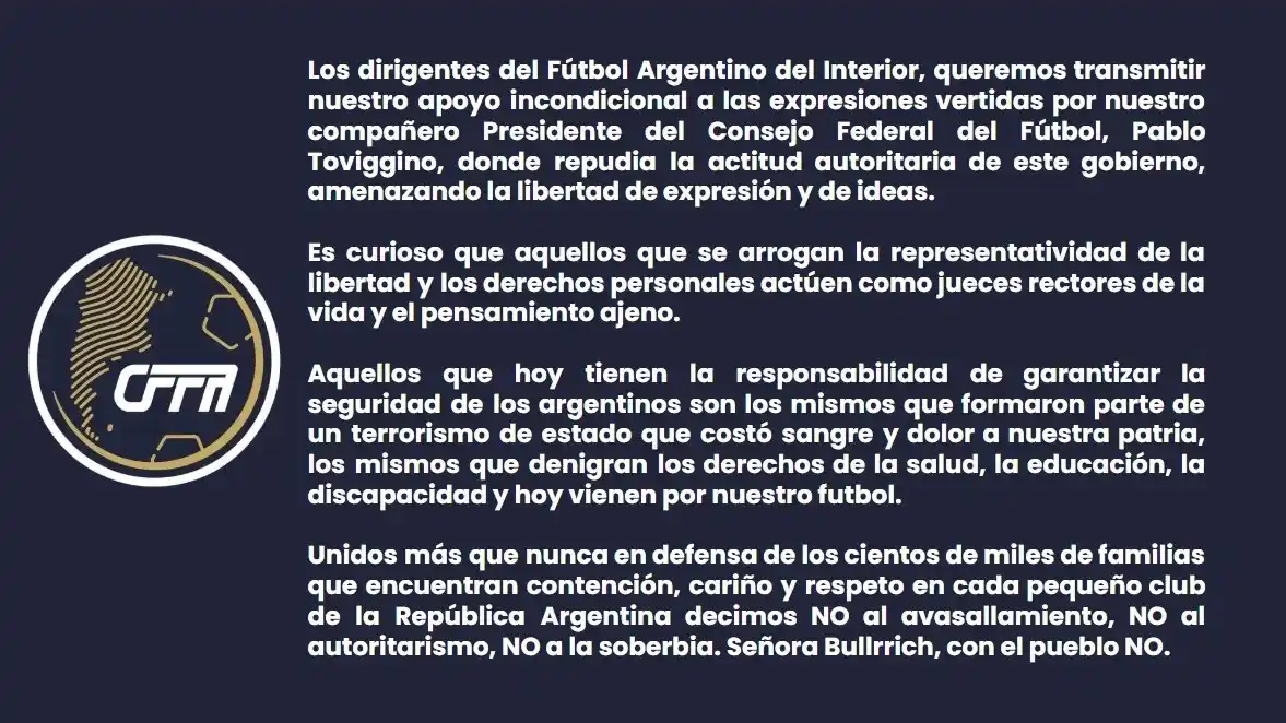 Comunicado del Cocejo Federal