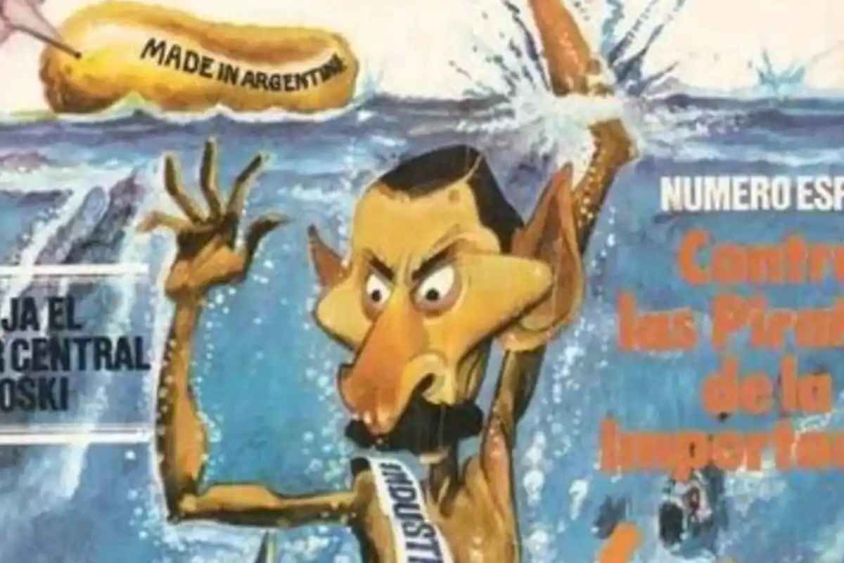 Detalle de la tapa de la revista Humor durante la presidencia de facto del general Jorge Rafael Videla. La imagen refleja otra manera de ilustrar los efectos de las recetas neoliberales que aplicó el PRN a favor del Mercado Libre.