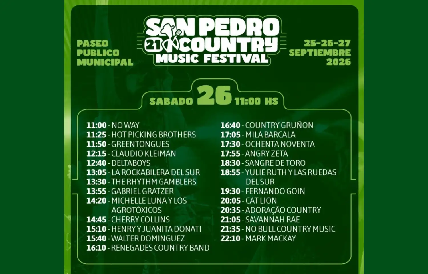 San Pedro Country Music Festival: Sábado 26