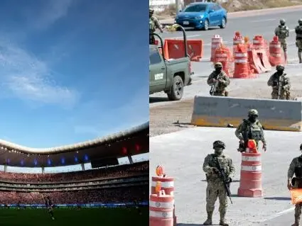 Estadio Akron y controles de seguridad en Jalisco. Foto: AFP