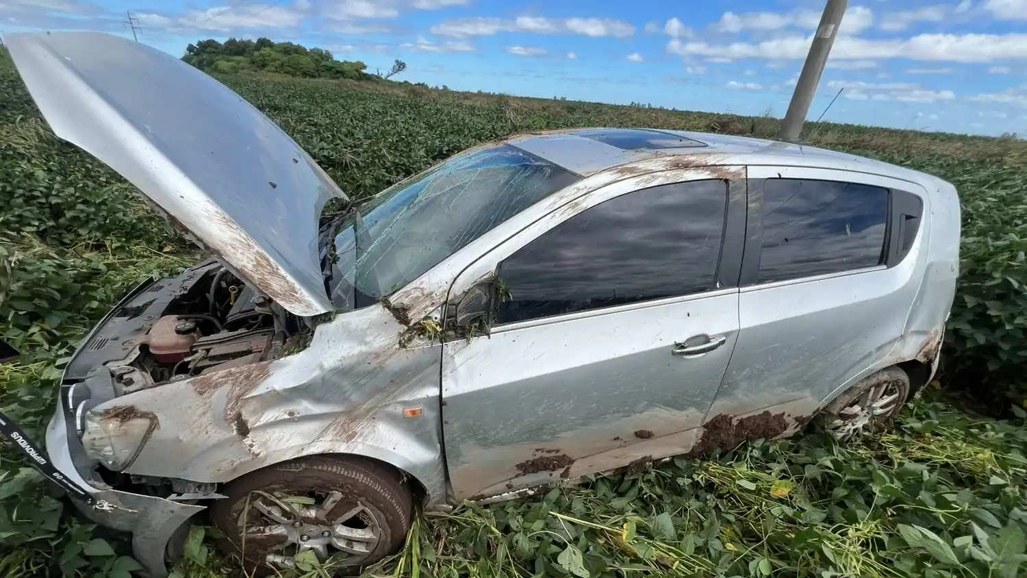 Despiste de automóvil en Freyre dejó solo daños materiales