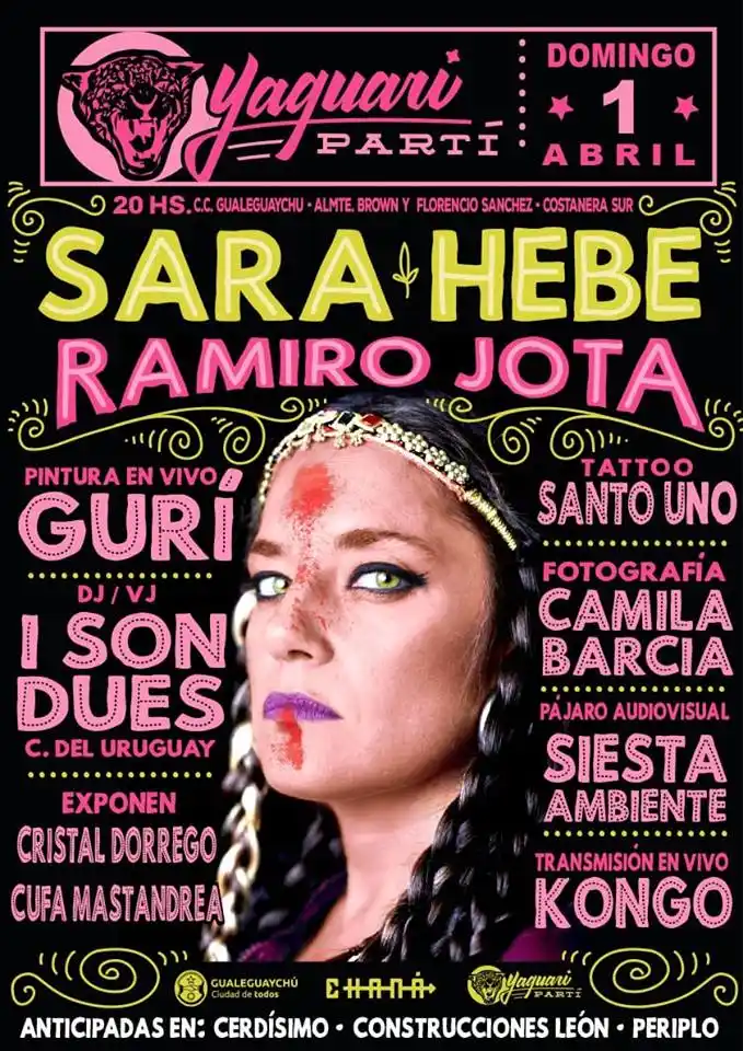Sara Hebe, el Gurí y los artistas de Siesta Ambiente en la próxima Yaguarí Partí