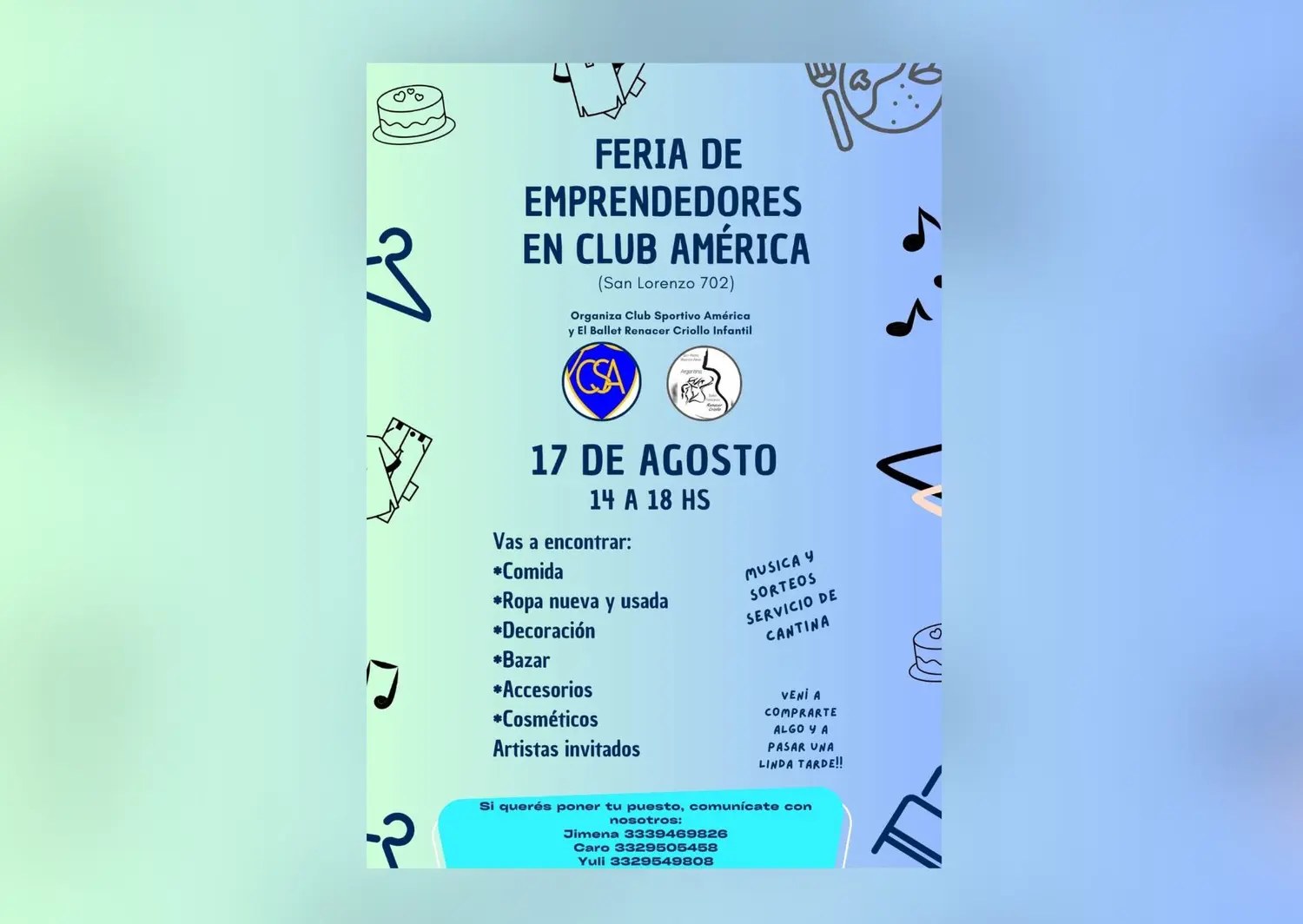 Feria de emprendedores a beneficio del Ballet Renacer Criollo
