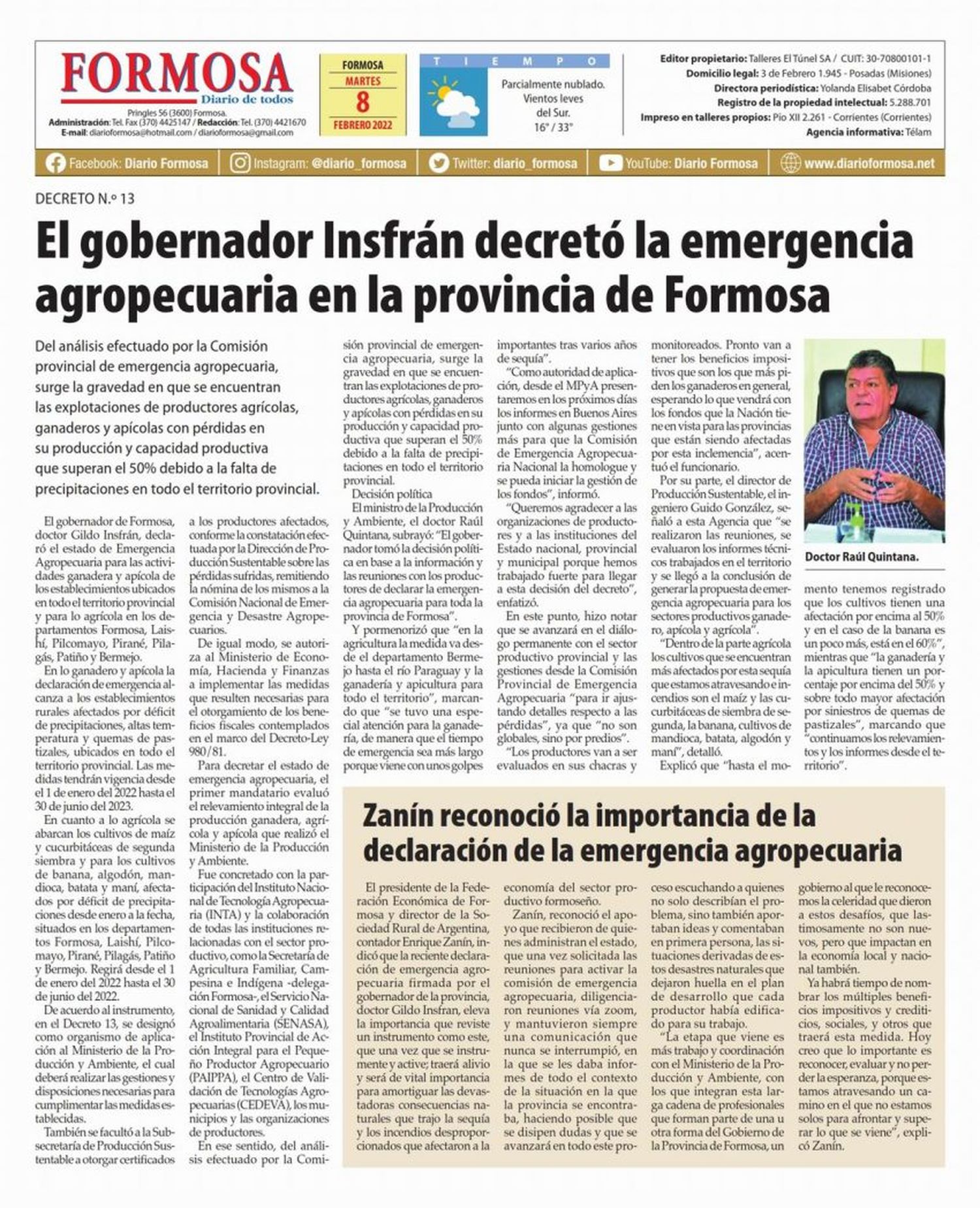 Tapa y Contratapa 8 de febrero de 2022