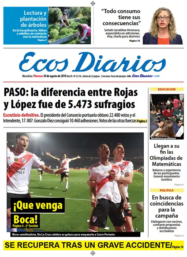 Tapa del 30 de agosto de 2019