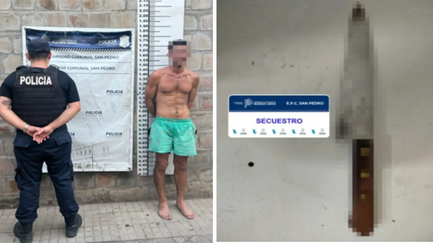 El sujeto accedió a la finca sin permiso y no quiso retirarse. Los moradores lo redujeron, llegando a golpearlo. Además tenía una cuchilla.