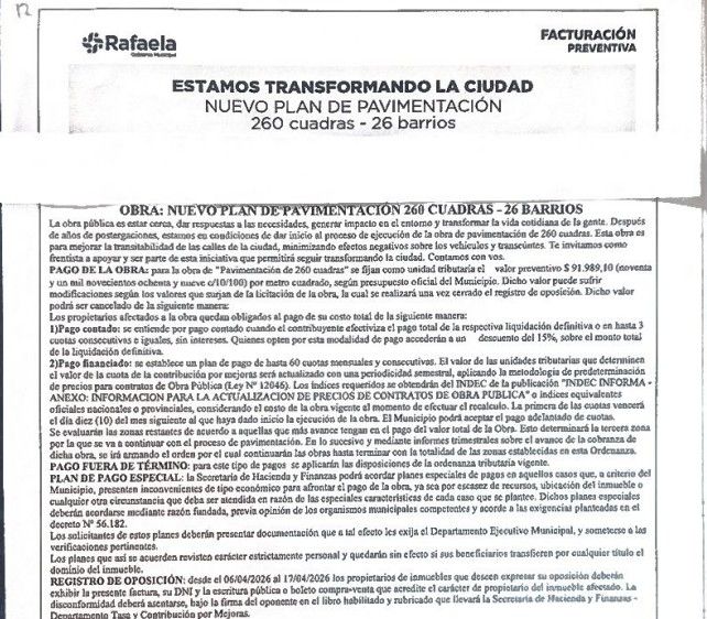 Plan de pavimentación en Rafaela - 2