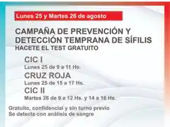 Gualeguay impulsa campaña gratuita de detección temprana de sífilis
