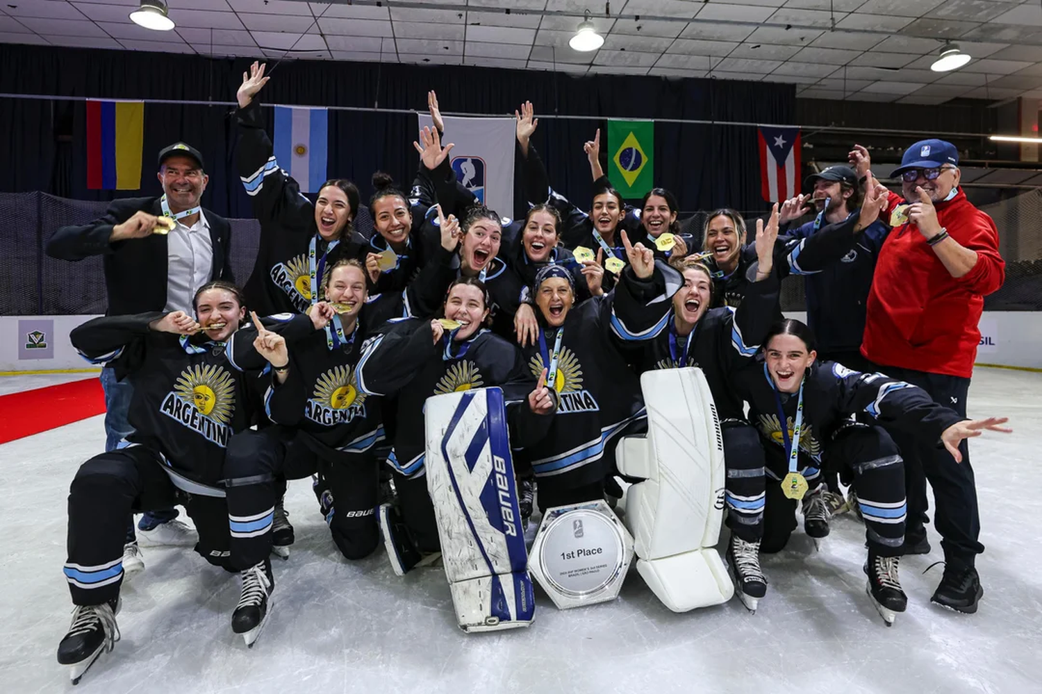 La celebración del plantel argentino