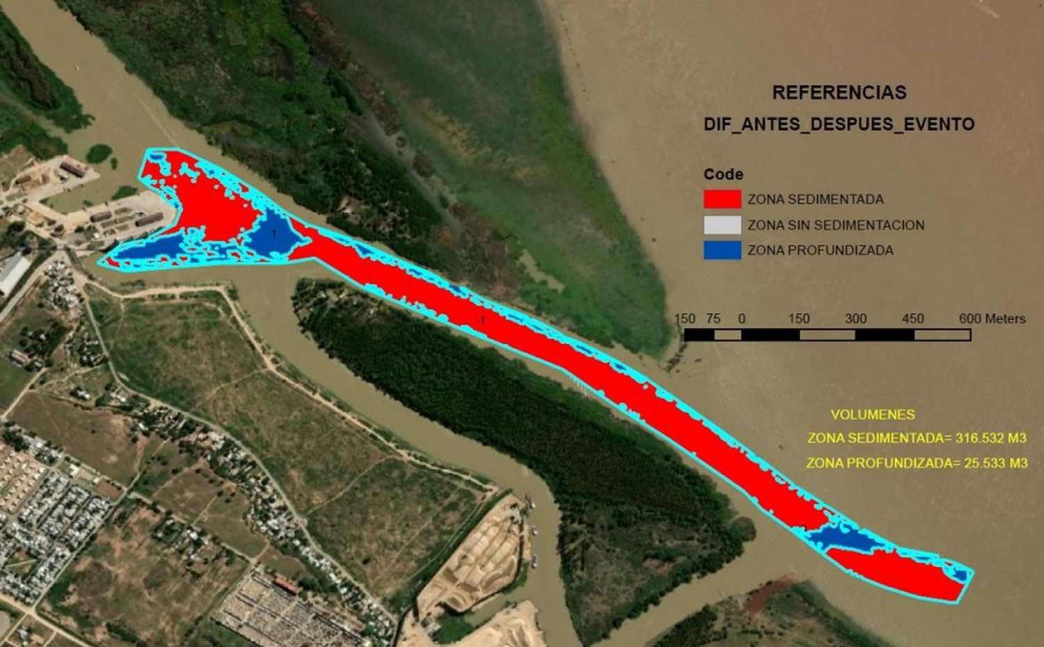 mapa sedimentación buque varado