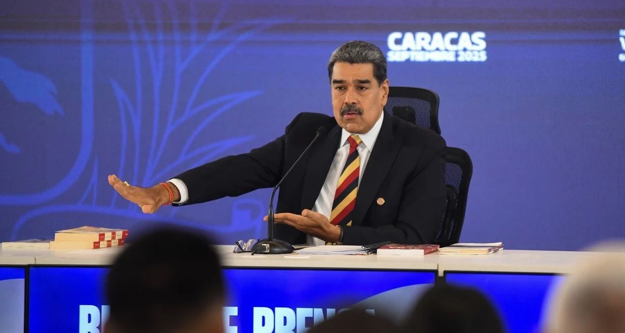 Nicolás Maduro este lunes en la conferencia de prensa internacional, en Caracas.