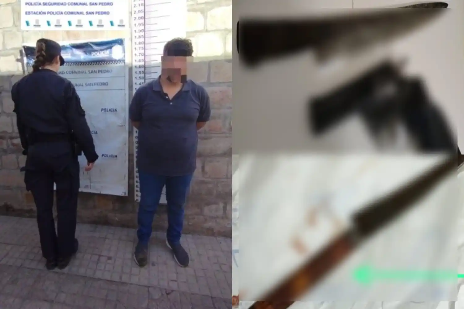 Al detenido le secuestraron una cuchilla y un revólver; la víctima llegó al hospital con un cuchillo en la pierna.