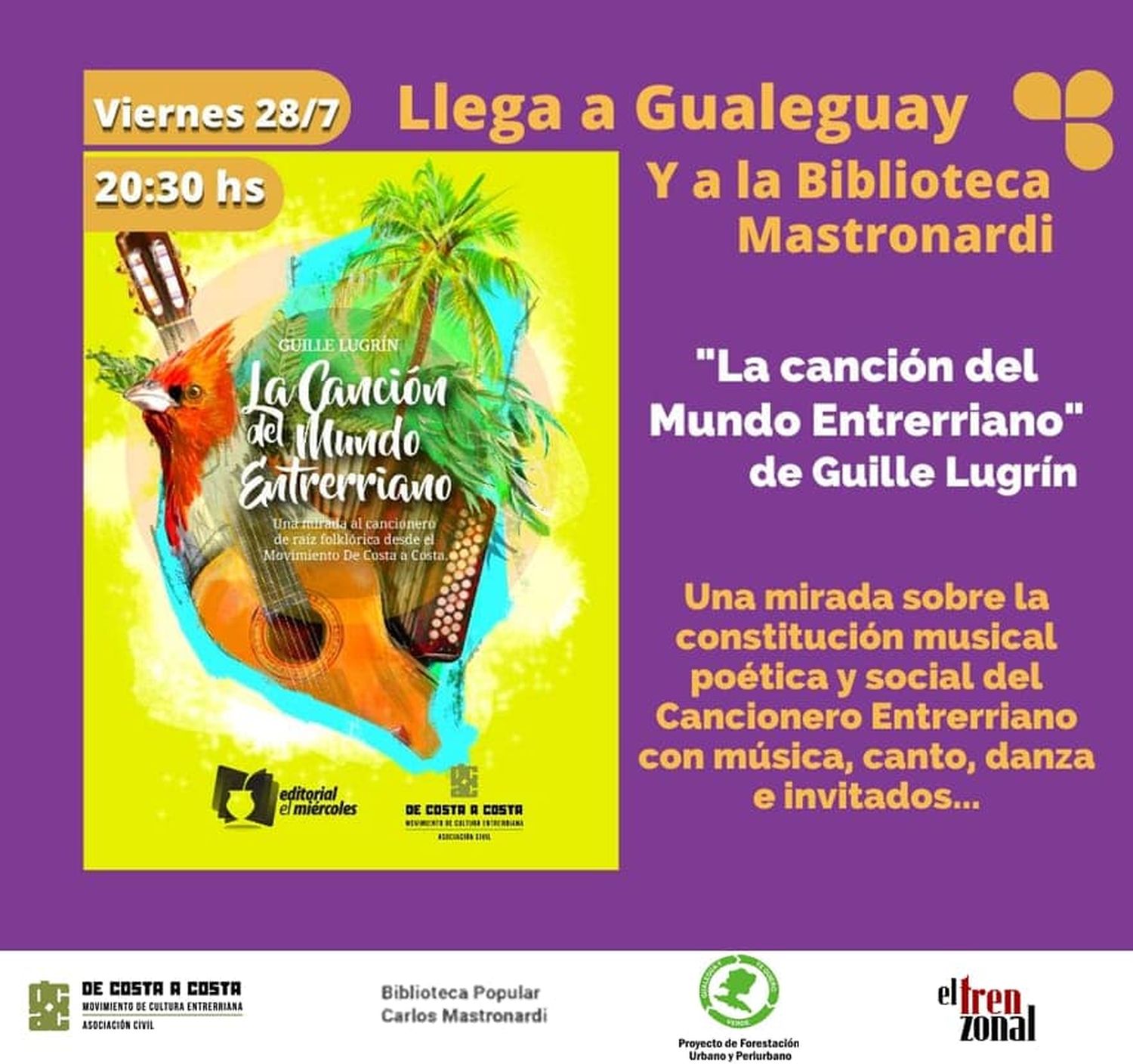 La presentación se realizará este viernes, 20:30 horas, en la Biblioteca Popular "C. Mastronardi".