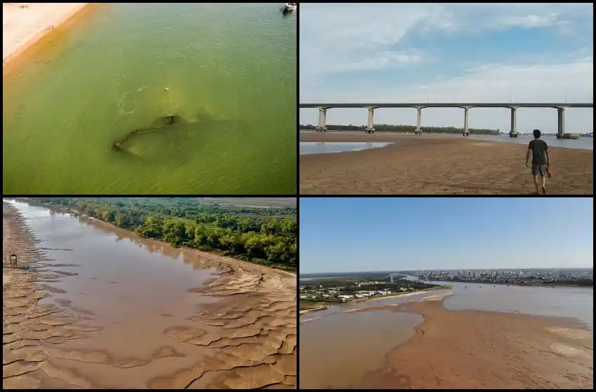 Grietas en el suelo, derrumbes y barcos al descubierto: las inéditas imágenes que deja la histórica bajante del río Paraná