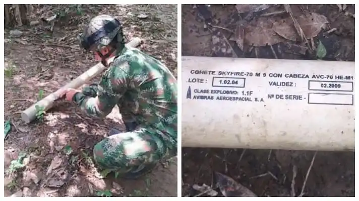 Ejército de Colombia encuentra en Arauca un cohete usado por la Aviación Militar de Venezuela